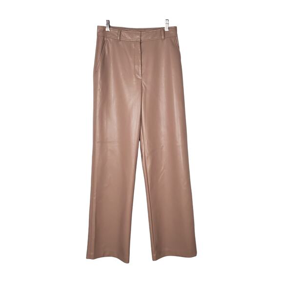 Aritzia Babaton Command Pant Vegan Leather Pants Mid-Rise Gold Camel Tan Size 8 - Picture 1 of 10